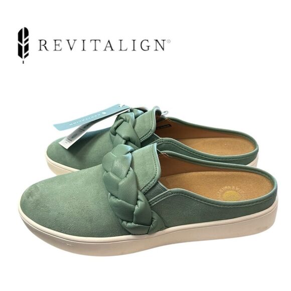 NEW Revitalign Barbados Hanna Braid Frst Green Slip-on Mules 12 - Picture 2 of 6